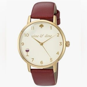 kate spade Metro Watch Wine & Dine Gold with Leather Strap